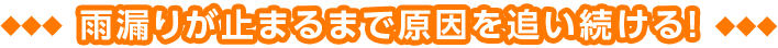 雨漏りが止まるまで原因を追い続ける！