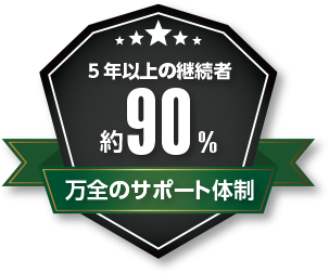 5年以上の継続者約90％　万全のサポート体制